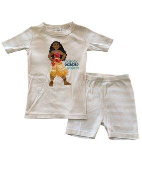 EUC Hanna Andersson brand Disney Moana Cotton PJ shorts set girls size 6-7